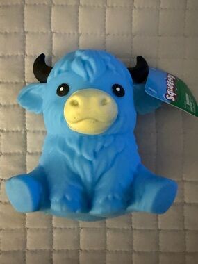 NWT Sunny Days Squeeezy Blue Highland Cow Squishy Sensory Fidget Toy